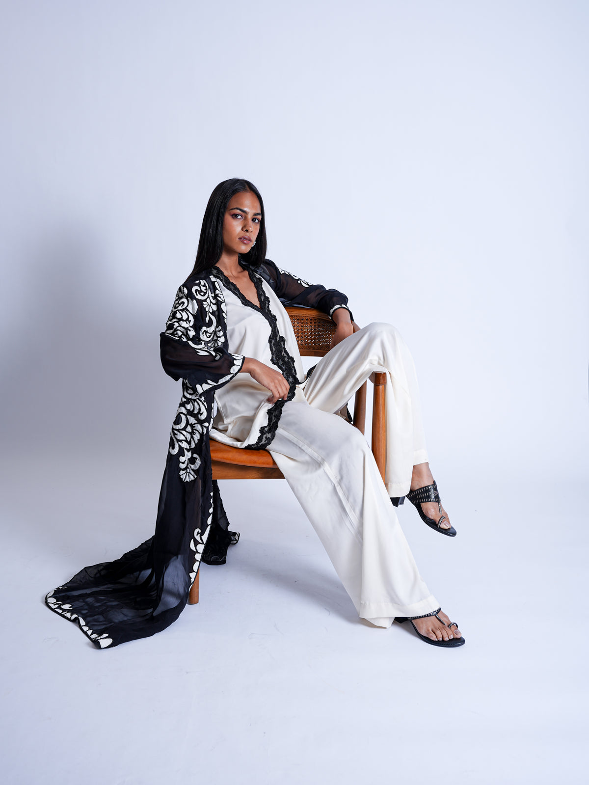 Ivory Noir Cape Set