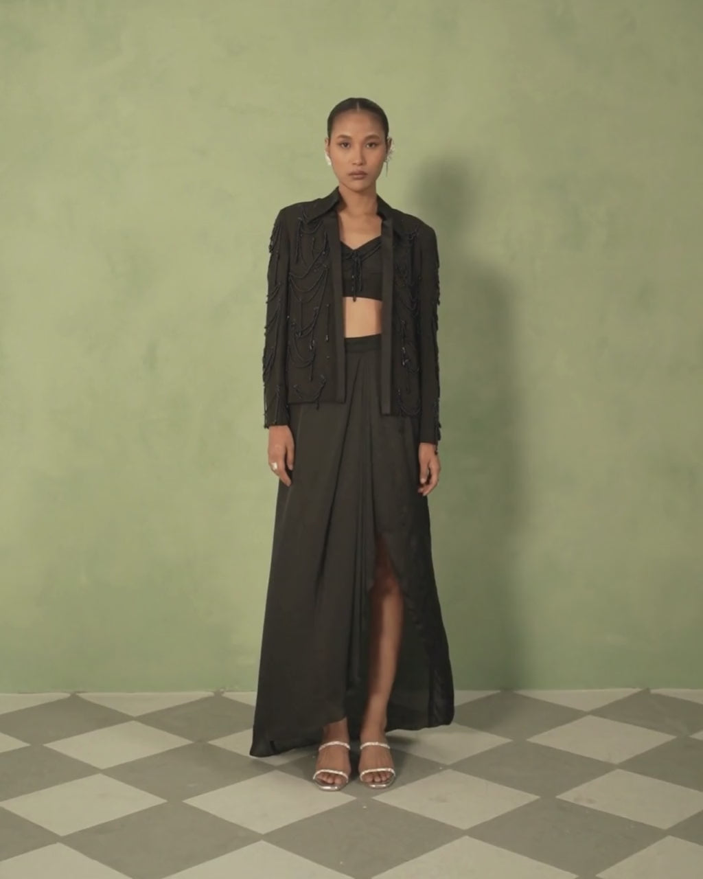 Noir Beaded Jacket Set