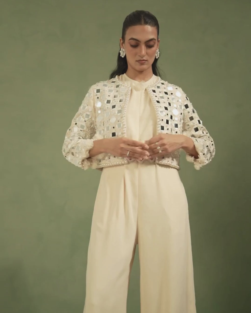 Ivory Radiance Jacket Jumpsuit Set