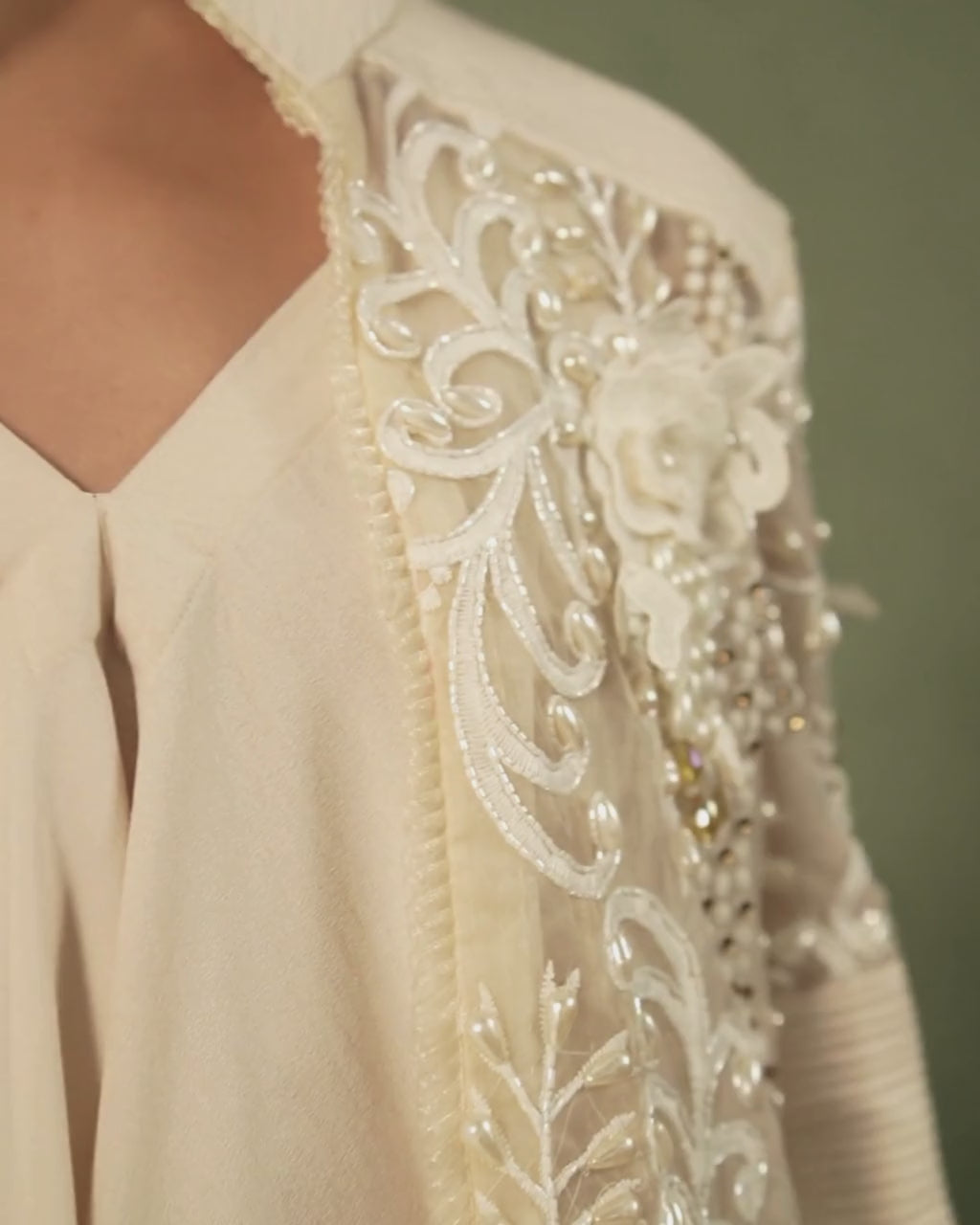 Ivory Pearl Organza Jacket Set